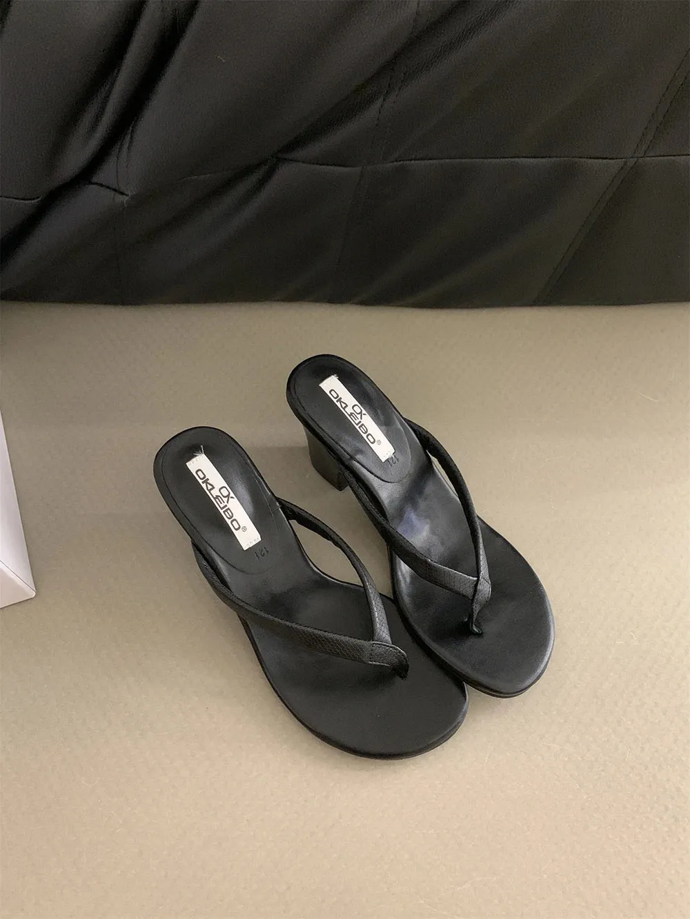 binfenxie  -  Fashion Women Slides Slippers Flip Flops Summer Dress Shoes Thick High Heels Black Brown Silver Beige Party Pumps Dress Shoes 39 Flora Flip Flops