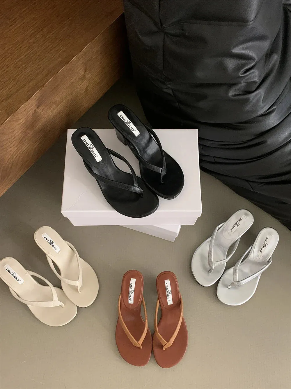 binfenxie  -  Fashion Women Slides Slippers Flip Flops Summer Dress Shoes Thick High Heels Black Brown Silver Beige Party Pumps Dress Shoes 39 Hobibear Flip Flops