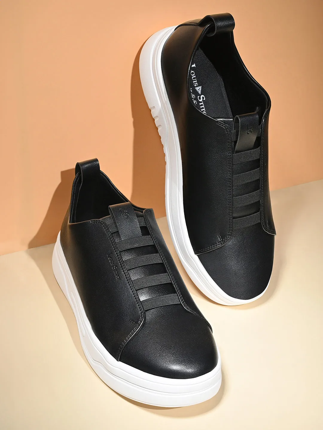 Sneakers Logo Black Casual Slip-On Sneakers for Men