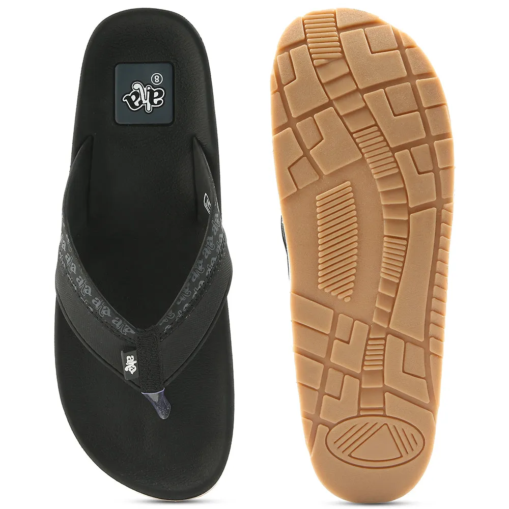 A-HA Casual Black Flip Flops For Men ANCO-03 By Liberty Lol Slippers