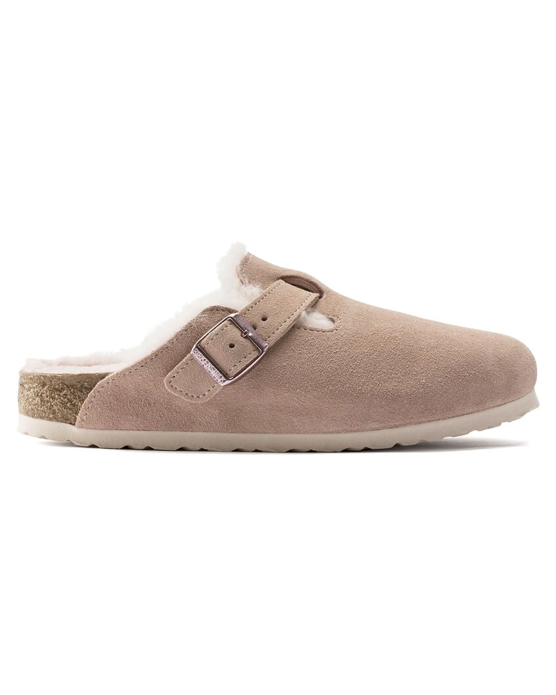 Slip On Shoes For Flat Feet Boston Shearling Light Rose Suede Leather Clogs