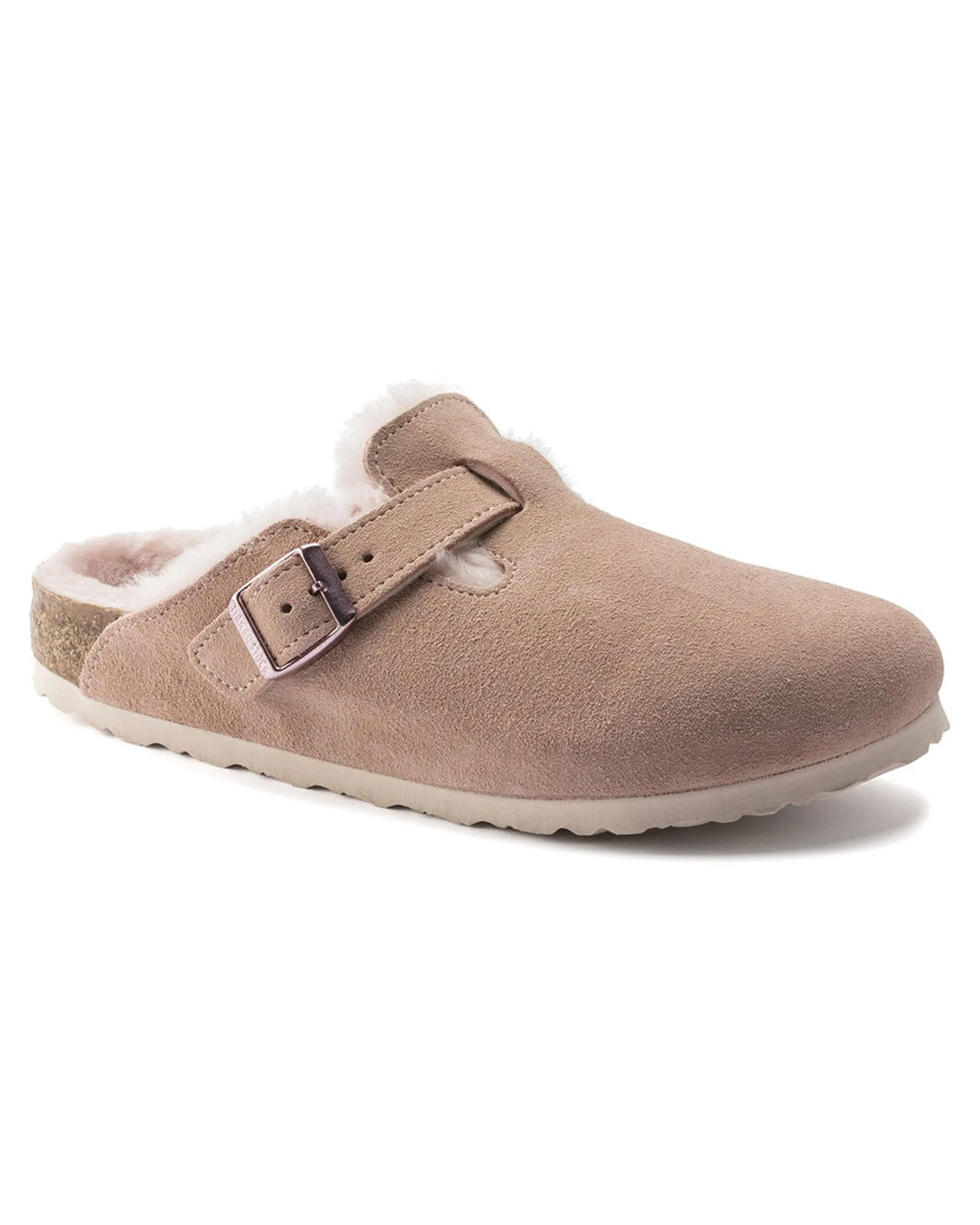 Sparkly Slip On Shoes Boston Shearling Light Rose Suede Leather Clogs