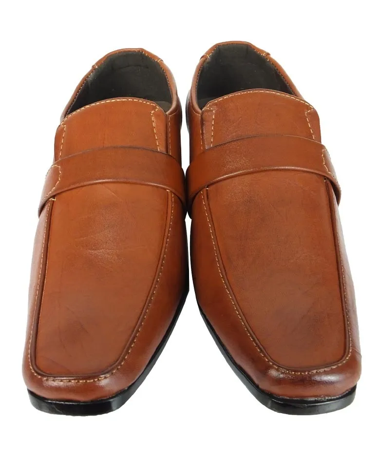 Boys Formal Slip On Tan Shoes - Tan Brown Loafers Uk