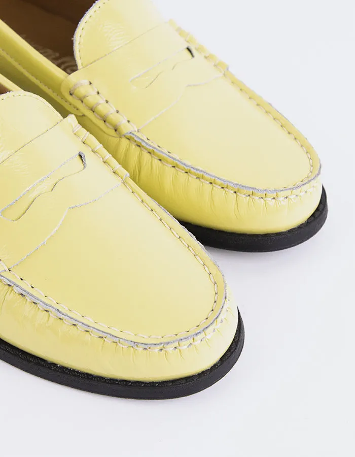 Lettine Yellow Naplack Leather Piped Loafers