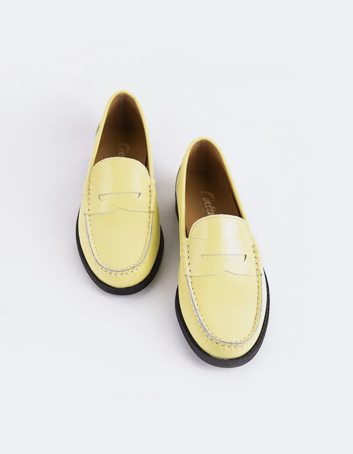 Union Loafers Bagels Lettine Yellow Naplack Leather