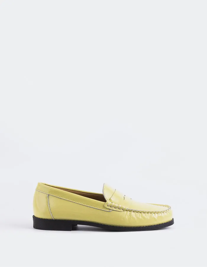 Lettine Yellow Naplack Leather Style Penny Loafers