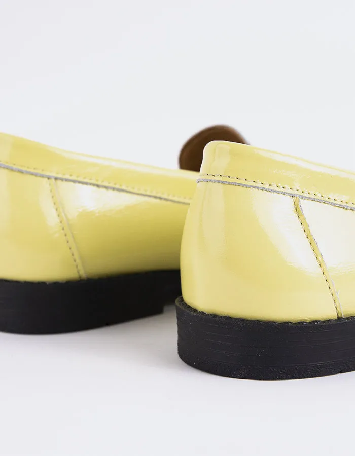 Basket Weave Loafers Lettine Yellow Naplack Leather