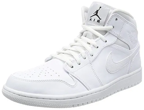 Nike Jordan Men's Air Jordan 1 Mid White/Black/White Basketball Shoe 10.5 Men US Asics Race Shoe