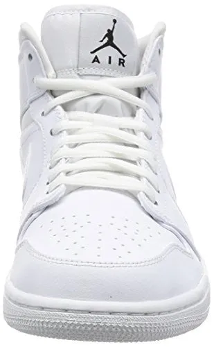Nike Jordan Men's Air Jordan 1 Mid White/Black/White Basketball Shoe 10.5 Men US Workout Shoes Asics