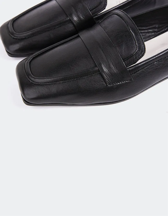 Brescia Black Leather Vintage Foundry Loafers
