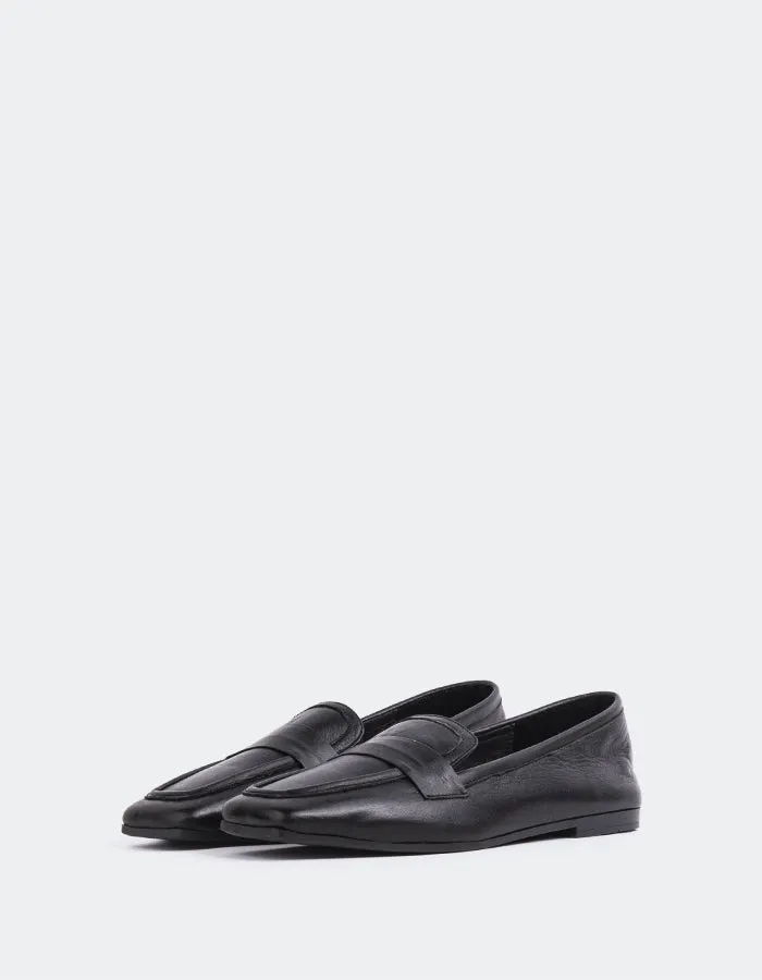 Brescia Black Leather Leather Loafers Women