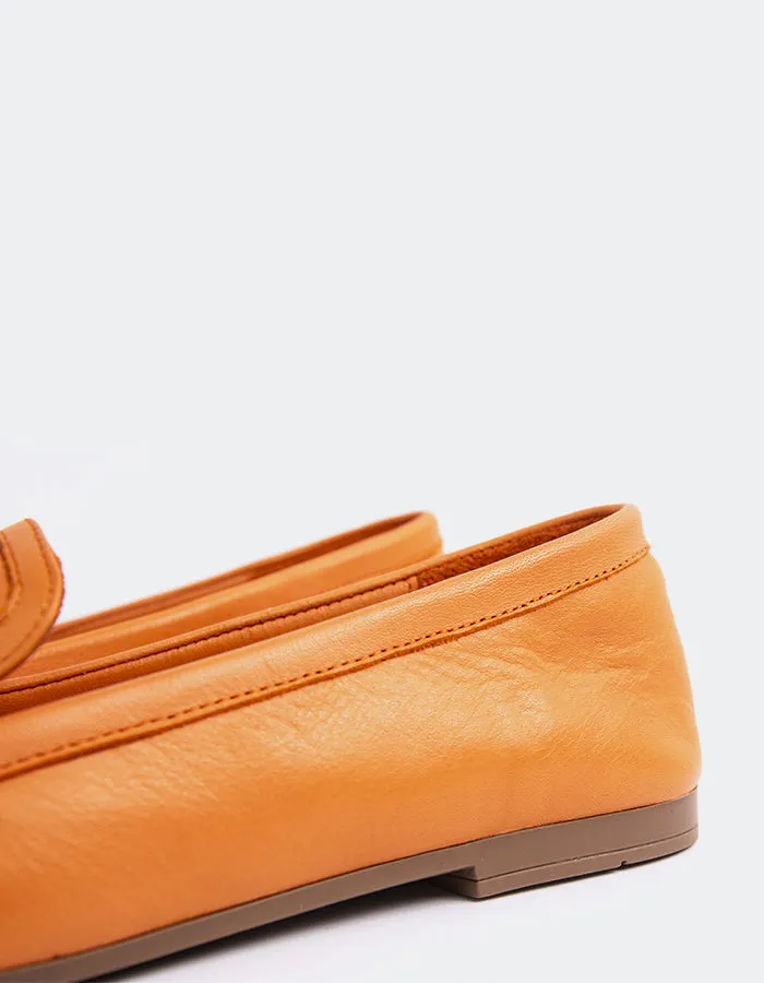 Brescia Orange Leather Aetrex Loafers