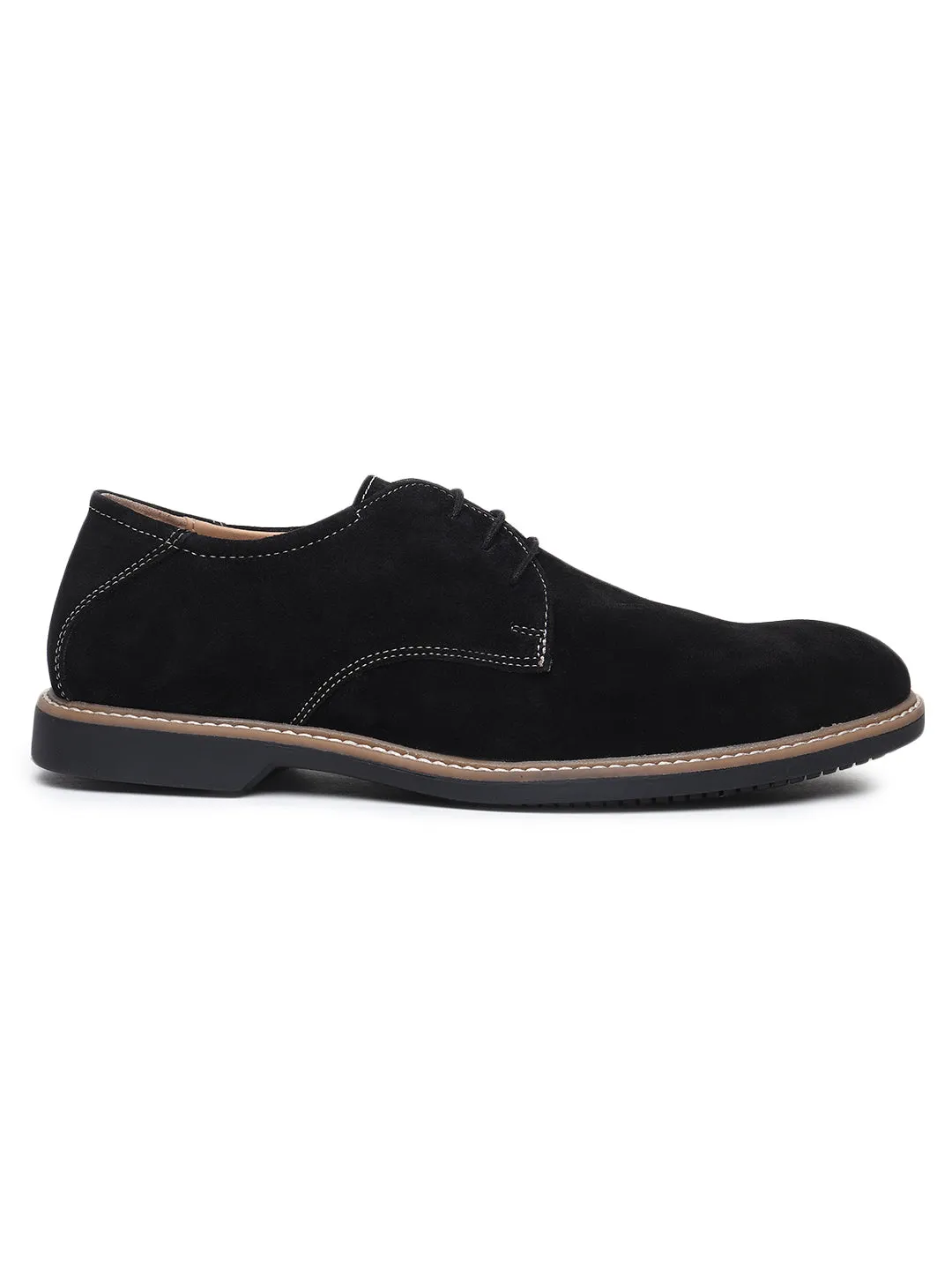 Teakwood Men Black Solid Round Toe Suede Derbys List Of Sneakers