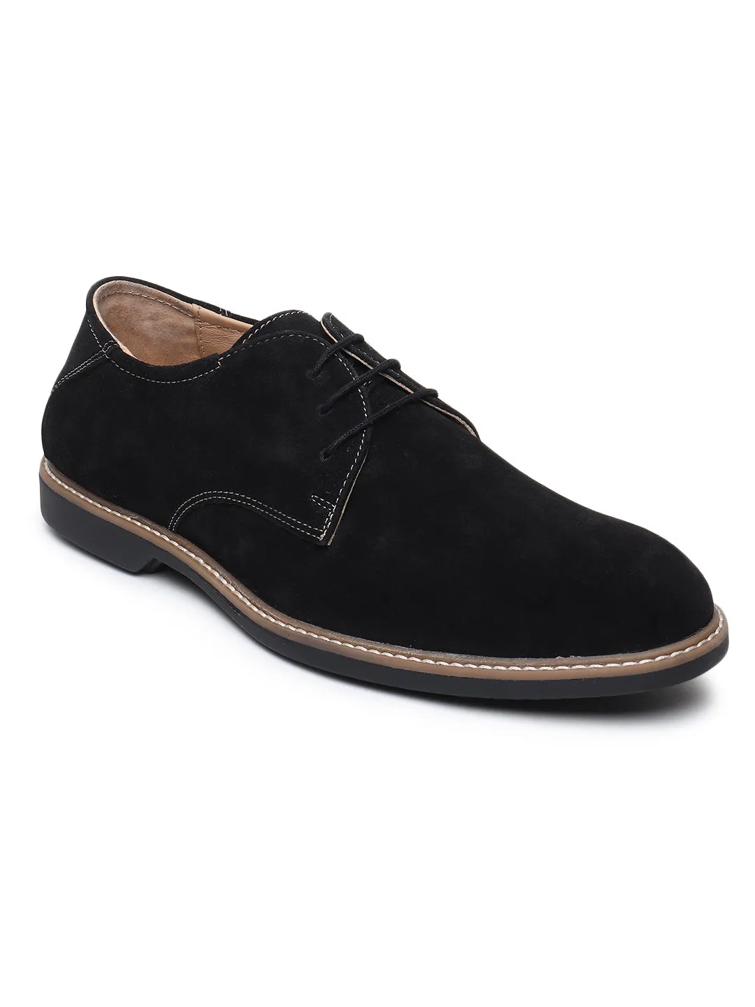 Teakwood Men Black Solid Round Toe Suede Derbys Files Sneakers