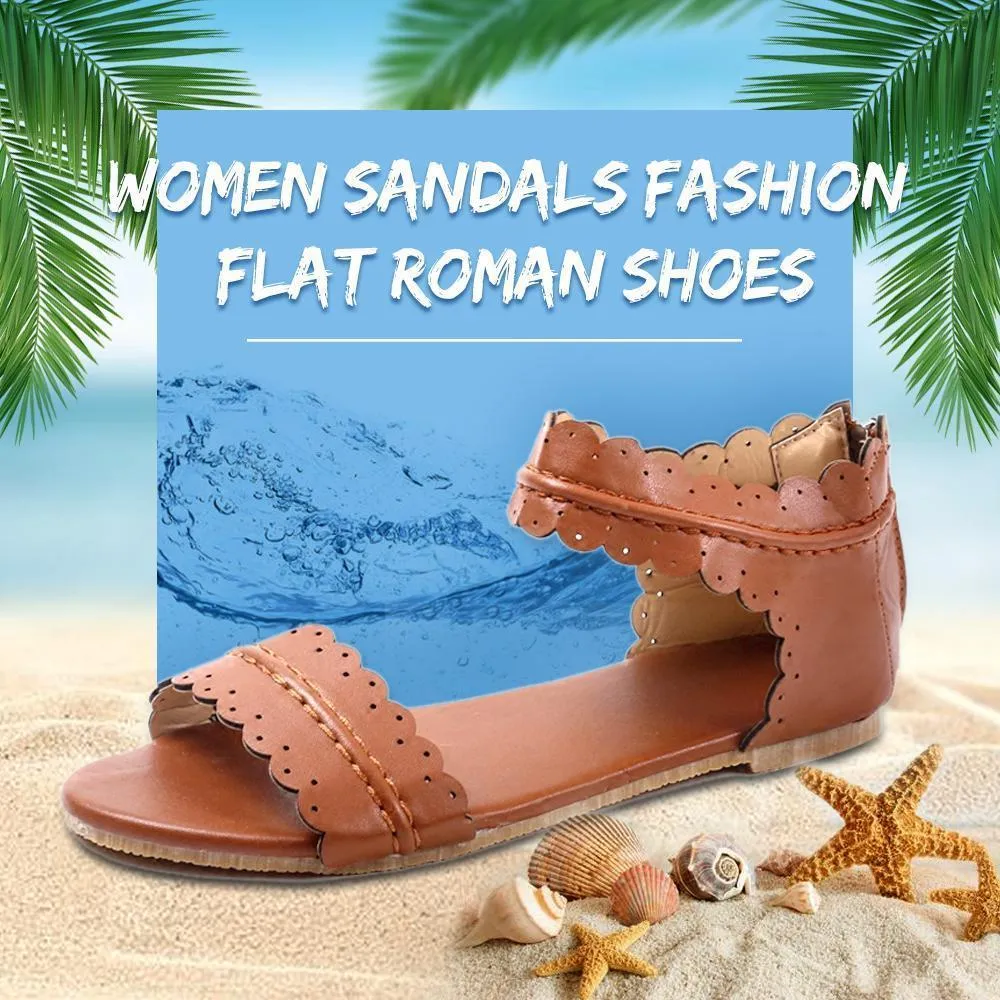 Flat Shoes Older Women Sandals Fashion Flat Roman Shoes