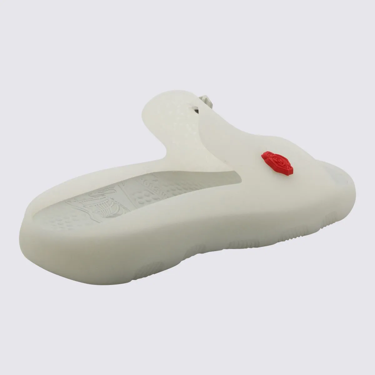 Sandals With Block Heel Burberry White Multicolour Rubber Stingray Slides