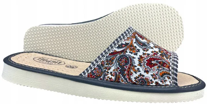 Women's Open Toe Slippers with Folk Pattern | 090 Household Slippers