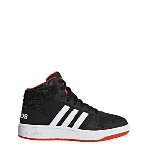 Adidas Shoes With Lace adidas Unisex Hoops 2.0 Basketball Shoe, Black/White/red, 2.5 M US Little Kid