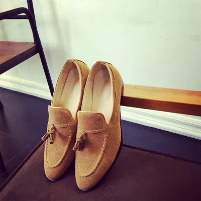 Heeled Loafers Outfit Casual Mens Shoes Suede Leather Men Loafers Moccasins Fashion Low Slip On Men Flats Shoes oxfords Shoes EPP126