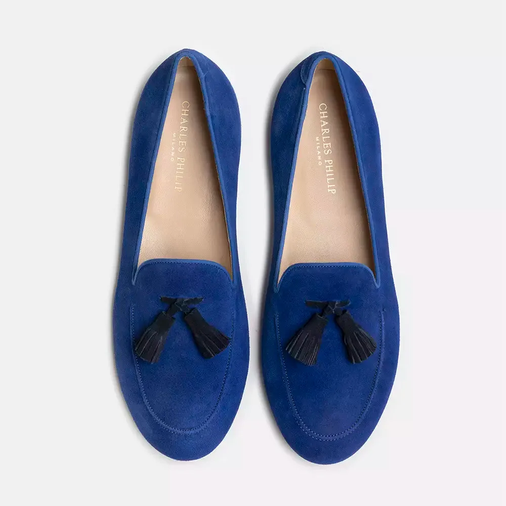 Tassel Loafers With Suit Charles Philip Chic Blue Suede Loafers for the Discerning Gentleman