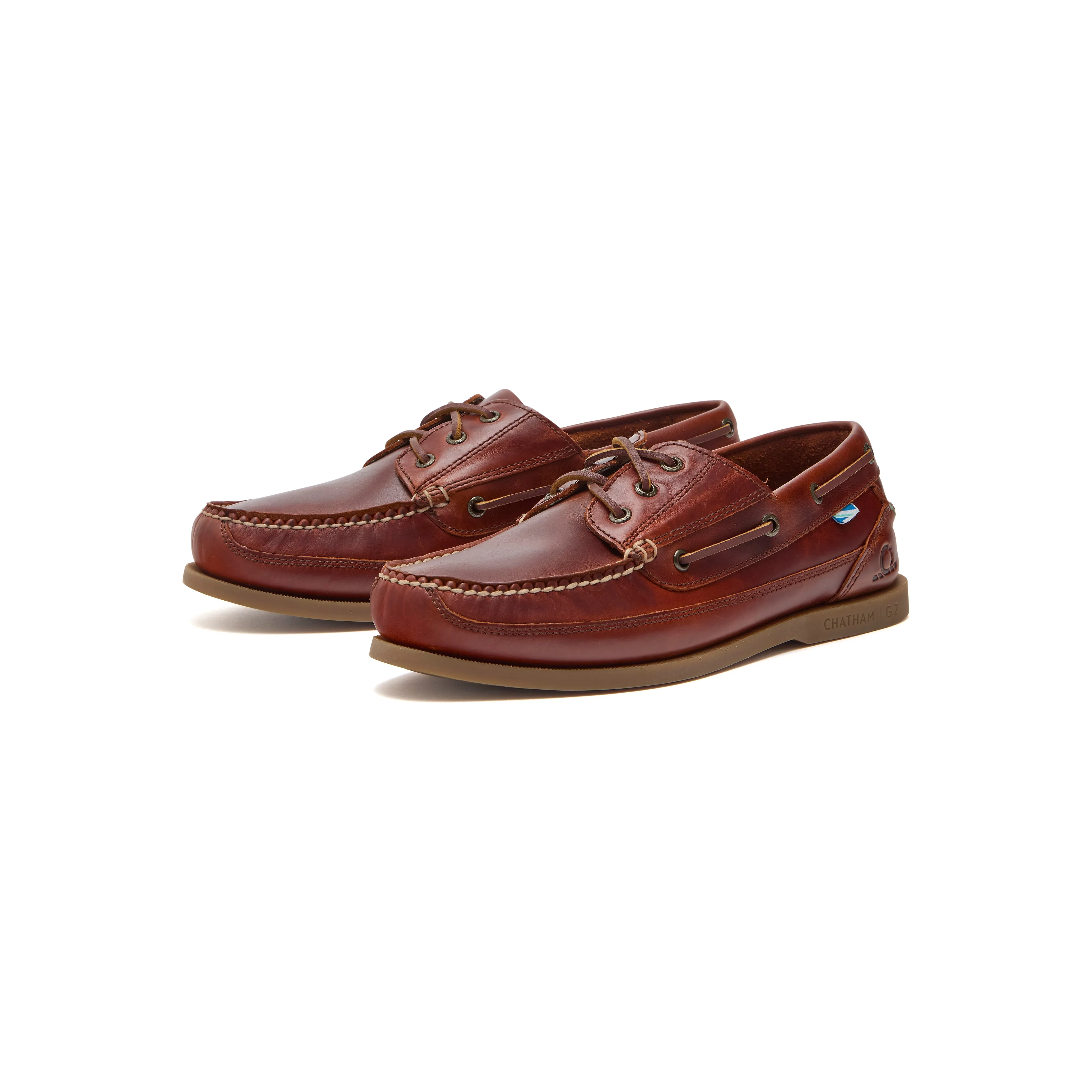 Work Boots With Protective Toe Chatham Rockwell II G2 Leather Wide Fit Boat Shoes Chestnut