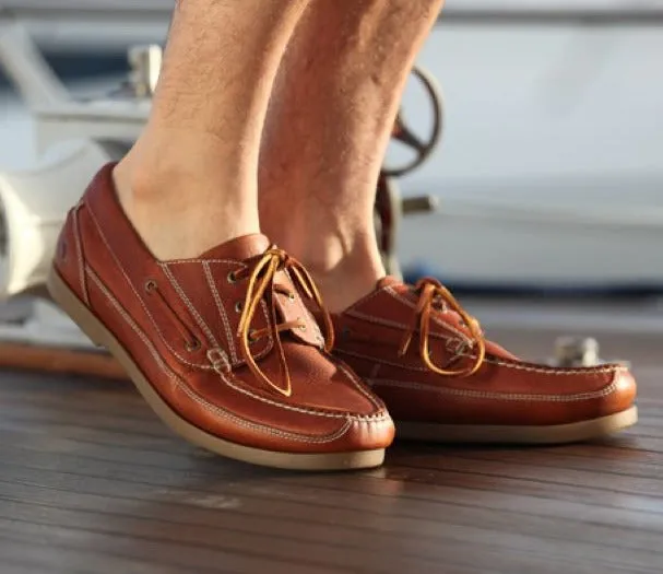 Active Work Boots Chatham Rockwell II G2 Leather Wide Fit Boat Shoes Chestnut