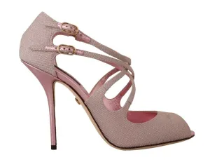 The Show Sandals Dolce & Gabbana Pink Glittered Strappy Heels Sandals Shoes