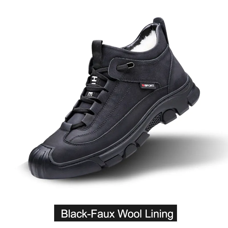 Christmas Hot Sale 50% OFFMen's Faux Wool Lining Leather Sneaker Bling Sneakers Shoes