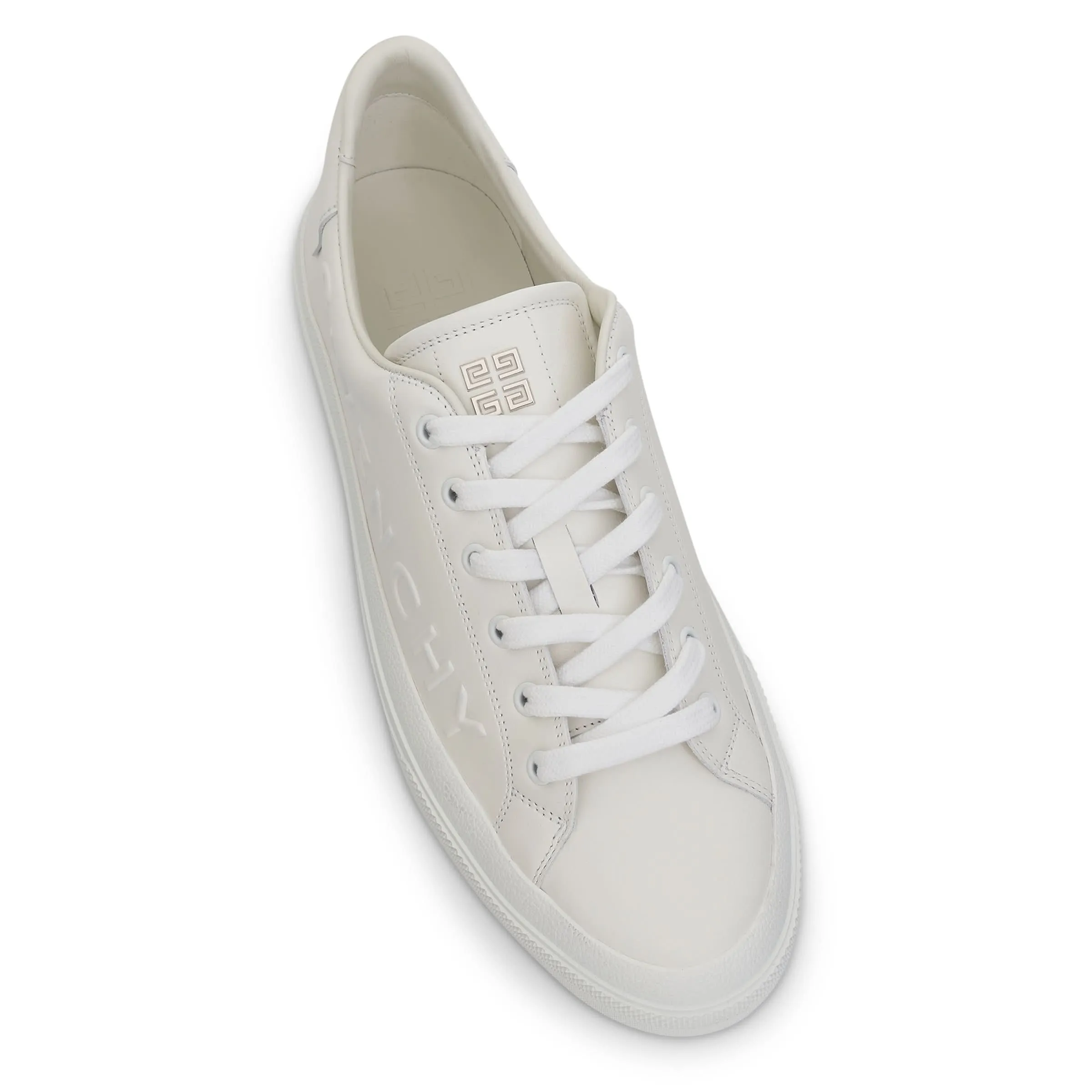 City Sport Sneaker with Embossed Logo in White Memory Foam Slip On Sneakers