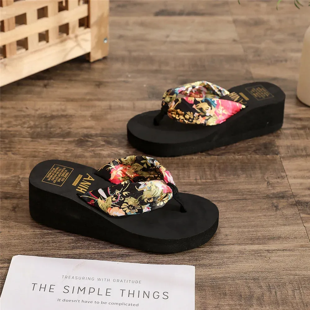 Claquettes Sandales femme t 2024 / Fashion Women Flip Flops Summer Beach Platform Slippers Casual Outside Wedges Sandals Summer Women Shoes Waves Flip Flops