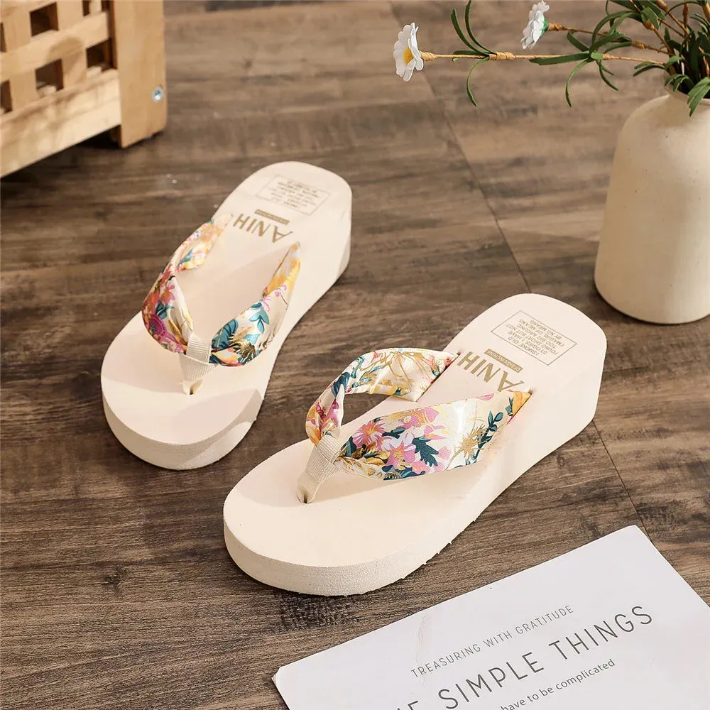 Claquettes Sandales femme t 2024 / Fashion Women Flip Flops Summer Beach Platform Slippers Casual Outside Wedges Sandals Summer Women Shoes Puerto Rico Flip Flops