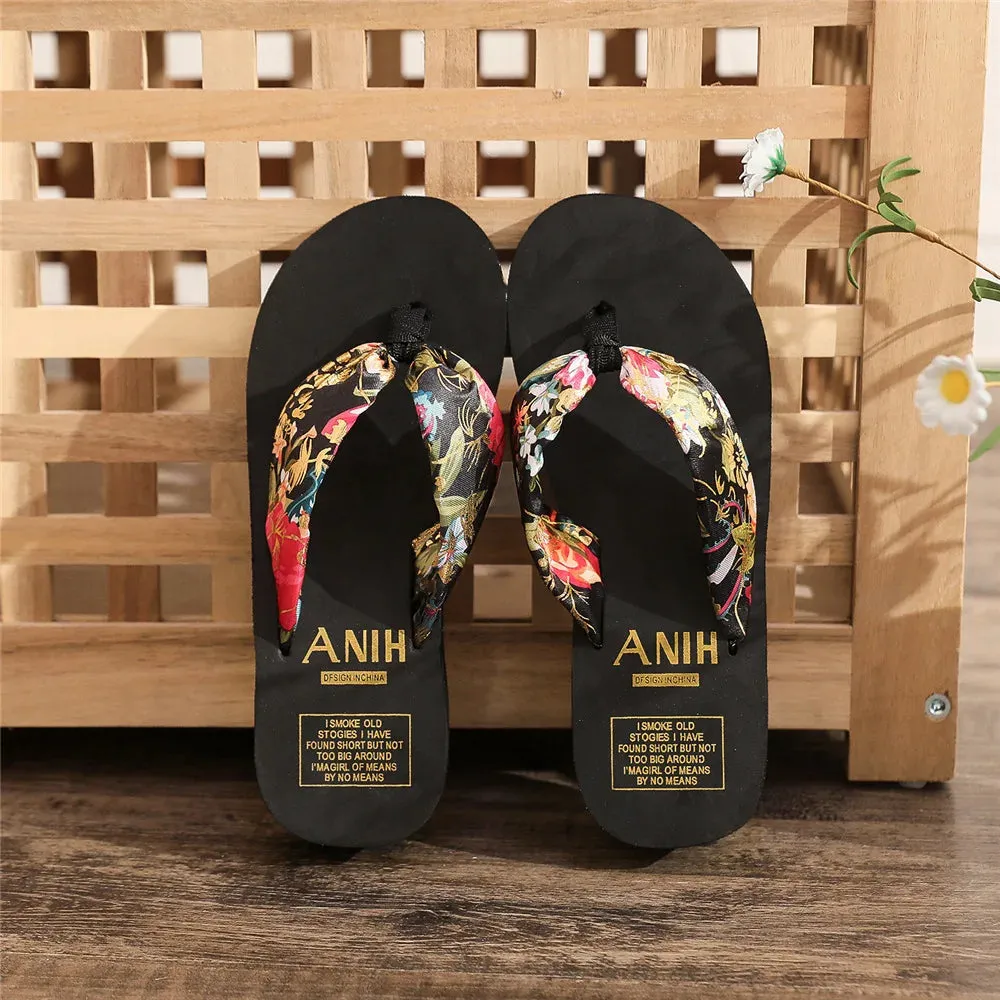Claquettes Sandales femme t 2024 / Fashion Women Flip Flops Summer Beach Platform Slippers Casual Outside Wedges Sandals Summer Women Shoes Tooled Leather Flip Flops