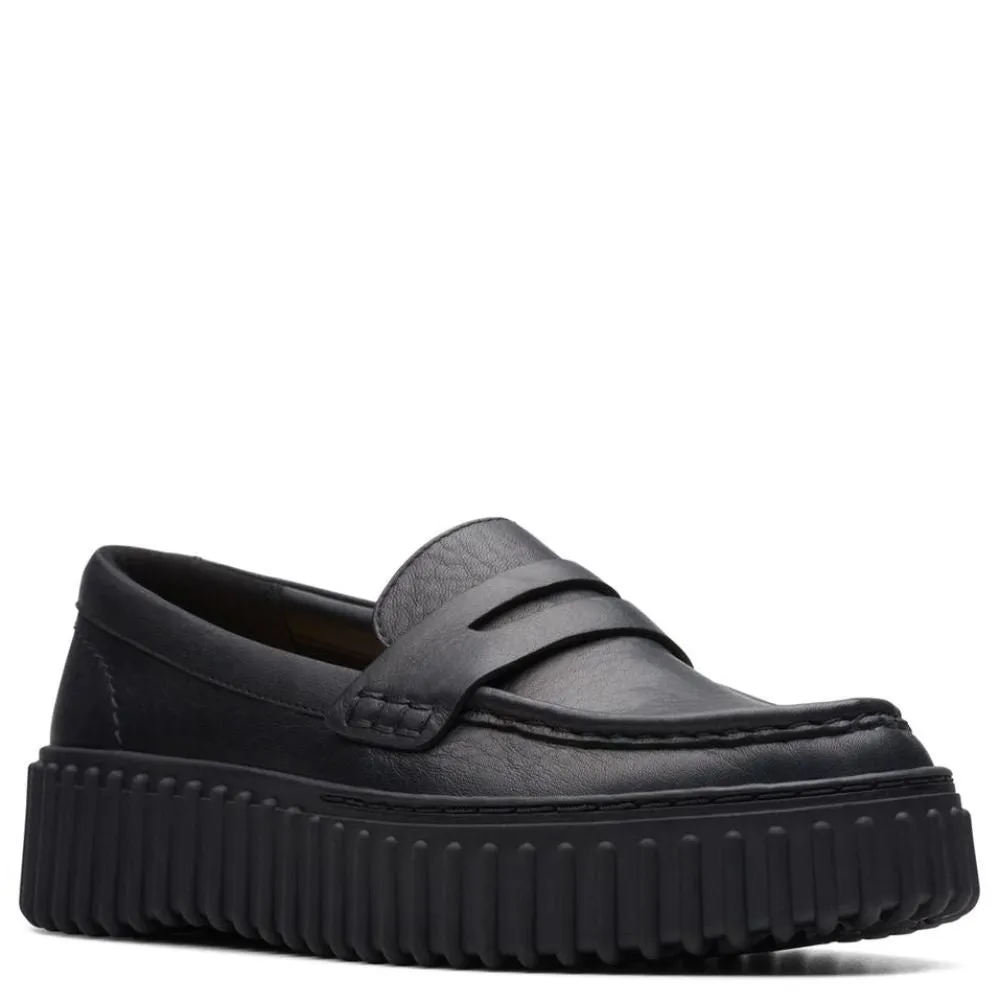 Basket Weave Loafers Clarks Women's Torhill Penny in Black Leather