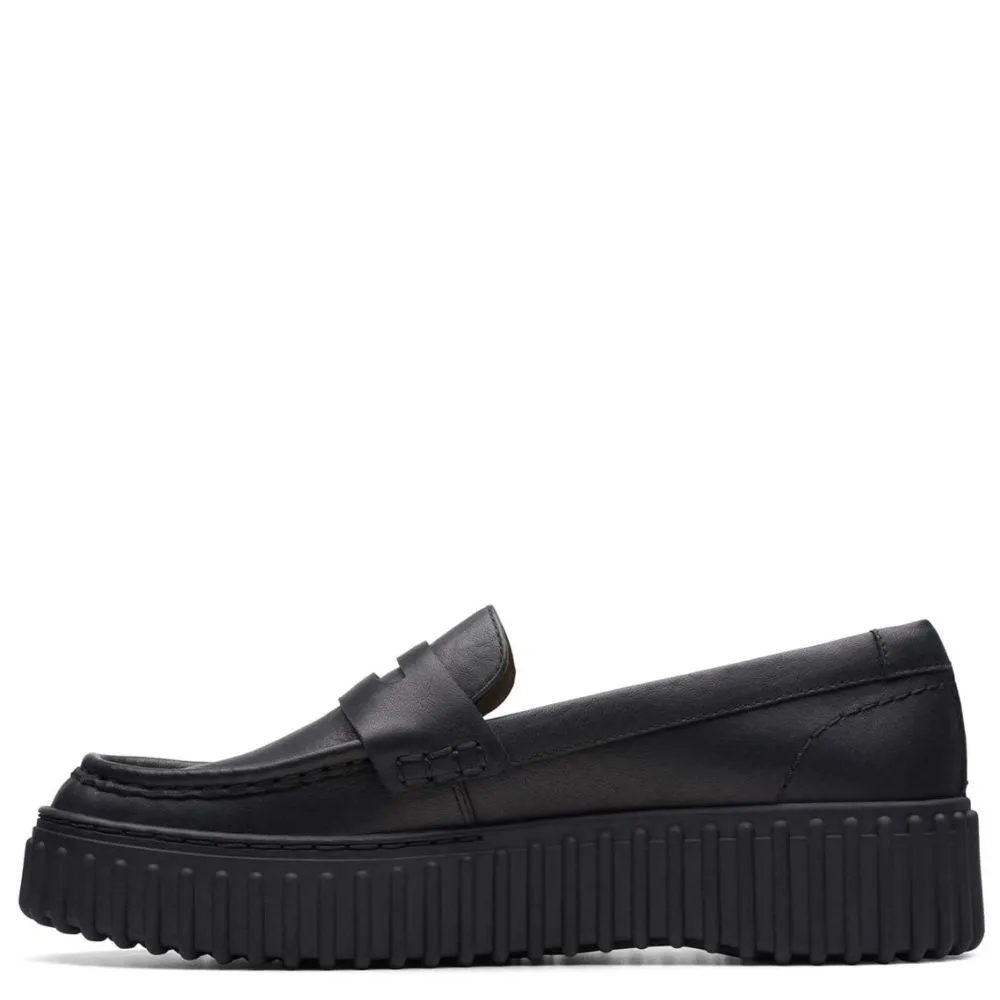 Clarks Women's Torhill Penny in Black Leather Oscar Loafers