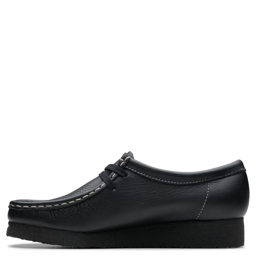 Clarks Women's Wallabee in Black Tumbled Leather Jessie Loafers