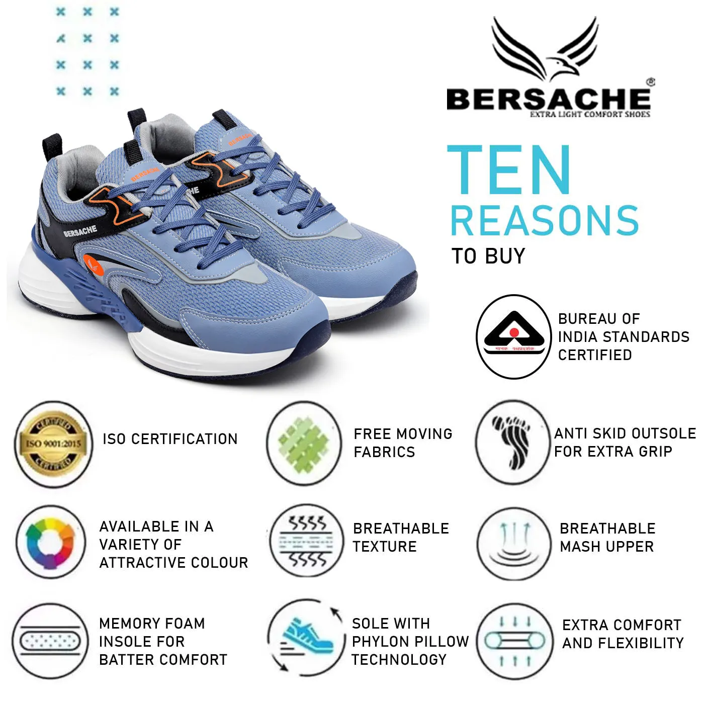 Bersache Premium Sports ,Gym, Trending Stylish Running Shoes For Men (9183)-Blue Joe Burrow Slides