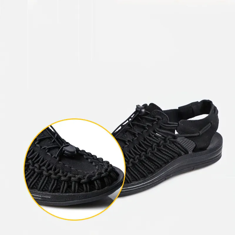 CLEARANCE / Summer Genuine Leather Sandals for Men / Cool Elastic Handmade Shoes Non Open Toe Sandals