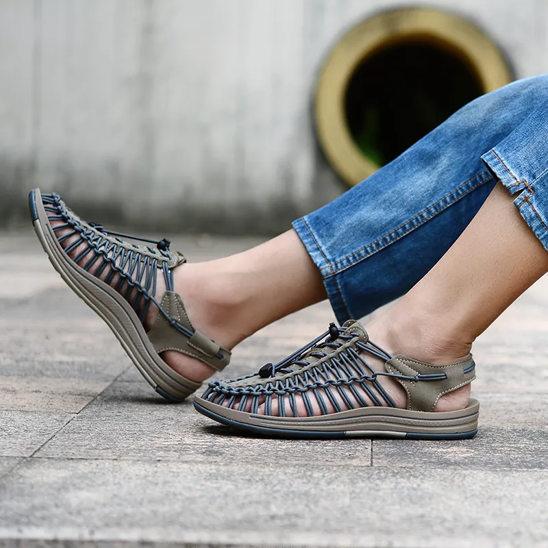 Slip In Sandals CLEARANCE / Summer Genuine Leather Sandals for Men / Cool Elastic Handmade Shoes