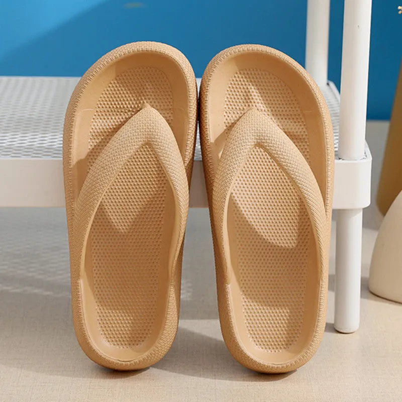 Wooden Sole Flip Flops Clip Toe Shoes Eva Non-Slip Slippers Soft Sole Flip Flops Women Thick Bottom Bathroom Slides Summer