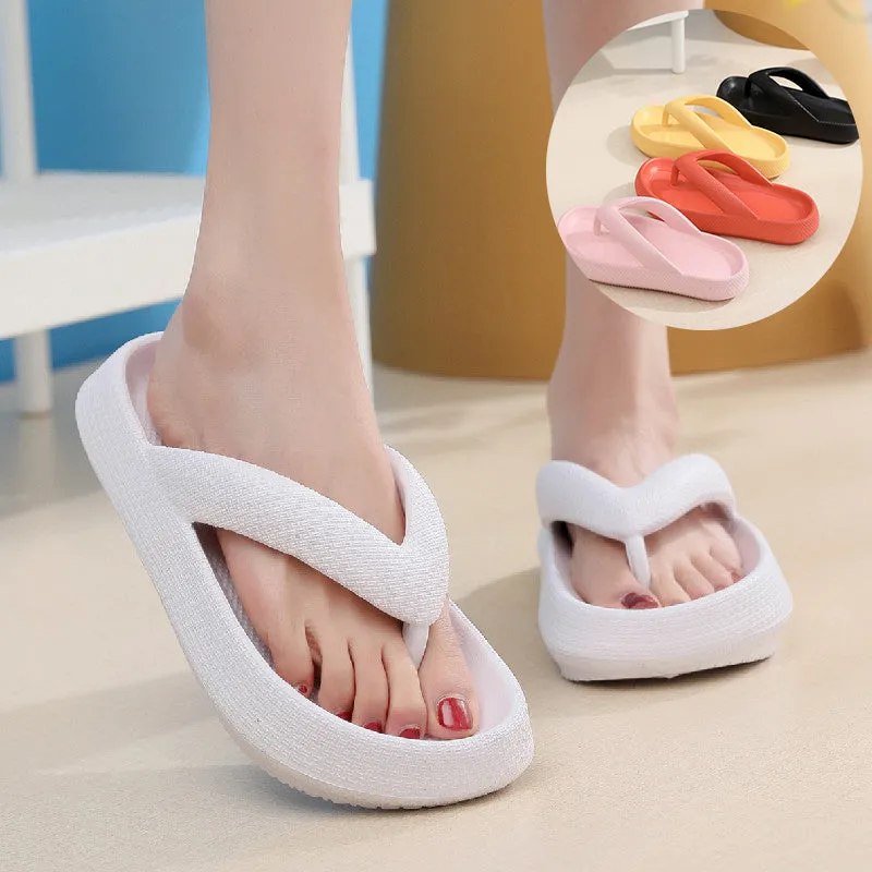 Flip Flops Cushioned Clip Toe Shoes Eva Non-Slip Slippers Soft Sole Flip Flops Women Thick Bottom Bathroom Slides Summer