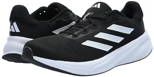 Adidas Fashionable Shoes adidas Men's Response Running Sneaker, Black/White/Black, 9.5