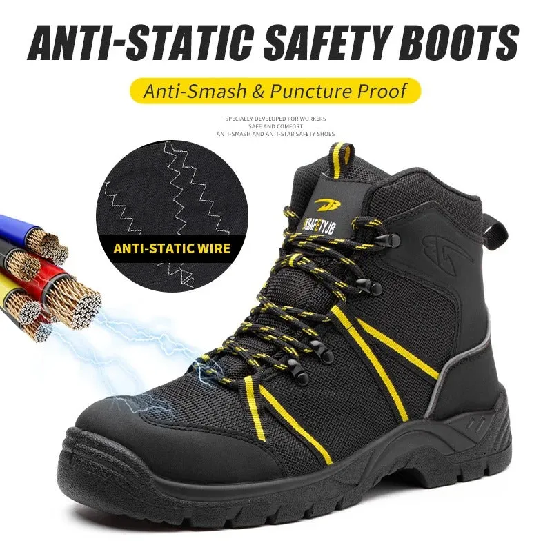 Work Boots Lightweight Waterproof construction work boots, steel toe non-slip safety shoes