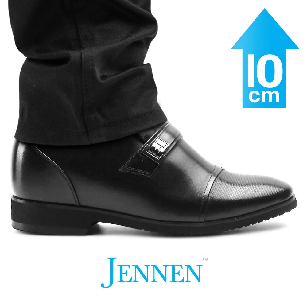 Mr. Janacek Black 10cm | 4 inches Tall Cuban Heel Shoes Men Whites Work Boots