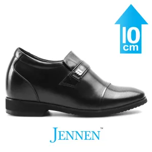 Mr. Janacek Black 10cm | 4 inches Tall Cuban Heel Shoes Men Pull On Wedge Sole Work Boots