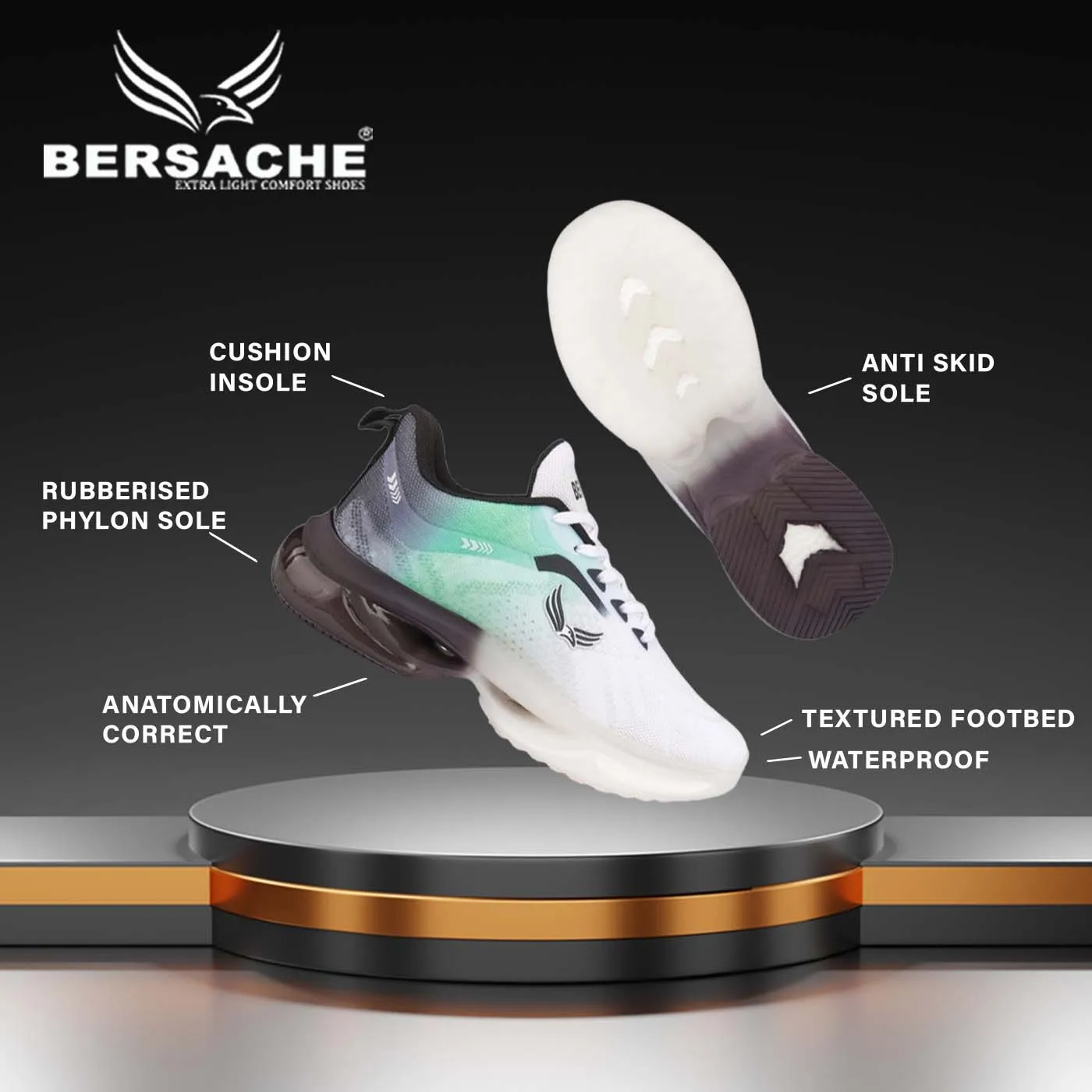 Bersache Premium Sports ,Gym, Trending Stylish Running Shoes For Men  (9189-Green) Winnie The Pooh Slippers