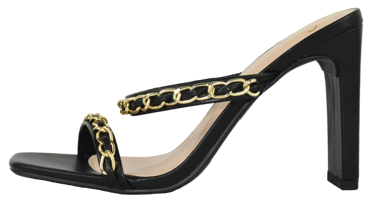 FENN-S Black Delicious Thong Kitten Heel Sandals