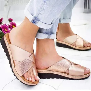 Bottom Wedge Sandals Women Outdoor Clip Toe Sandals Mid-heel Wedge Sandals