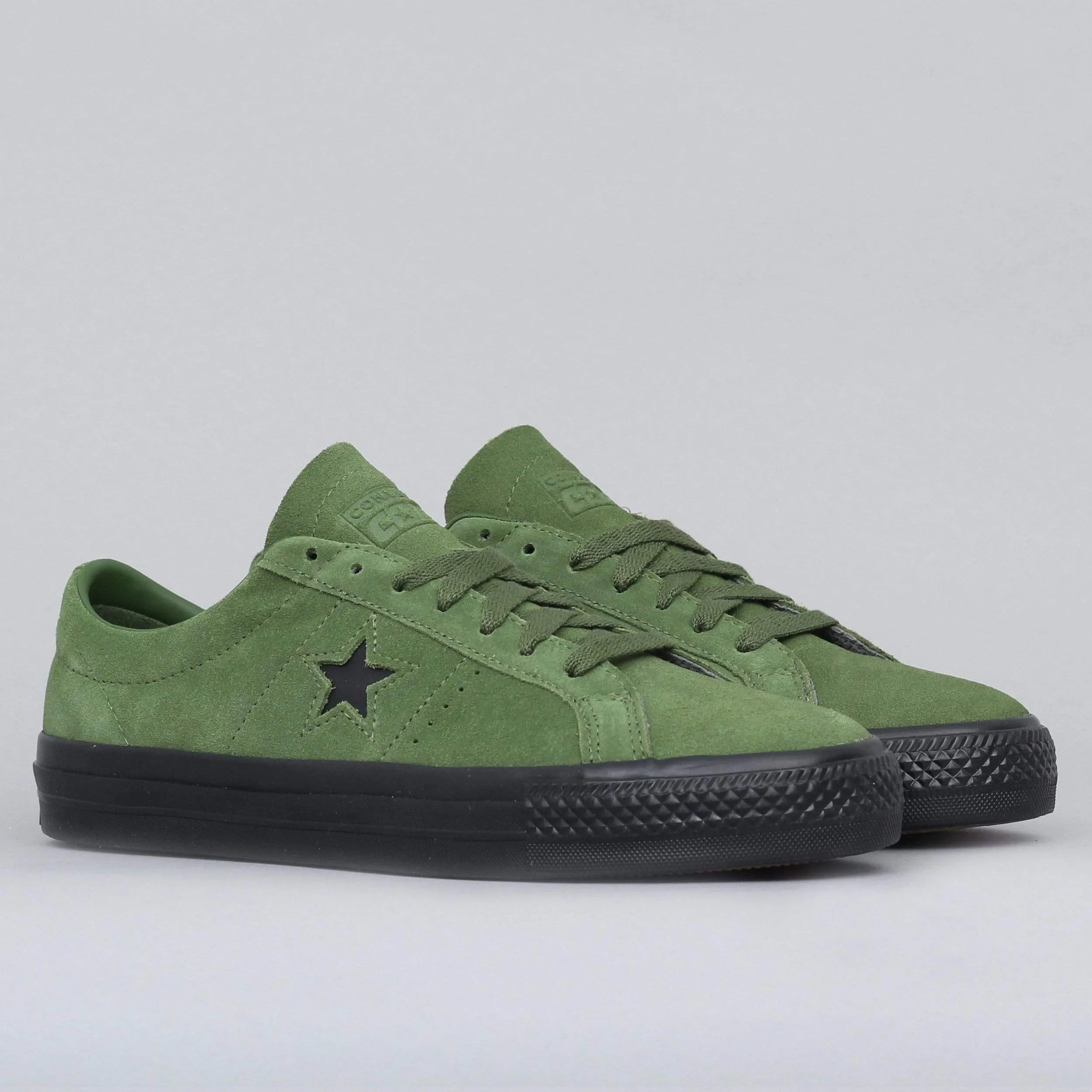 Converse One Star Pro OX Suede Shoes Cypress Green / Black / Black Asics Shoes Good For Flat Feet