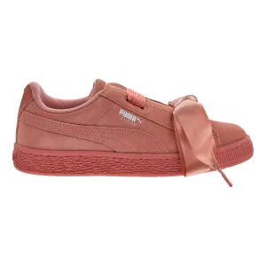 Puma Suede Heart Little Kid's Shoes Desert Flower/Puma White Puma Shoes With Ribbon Laces