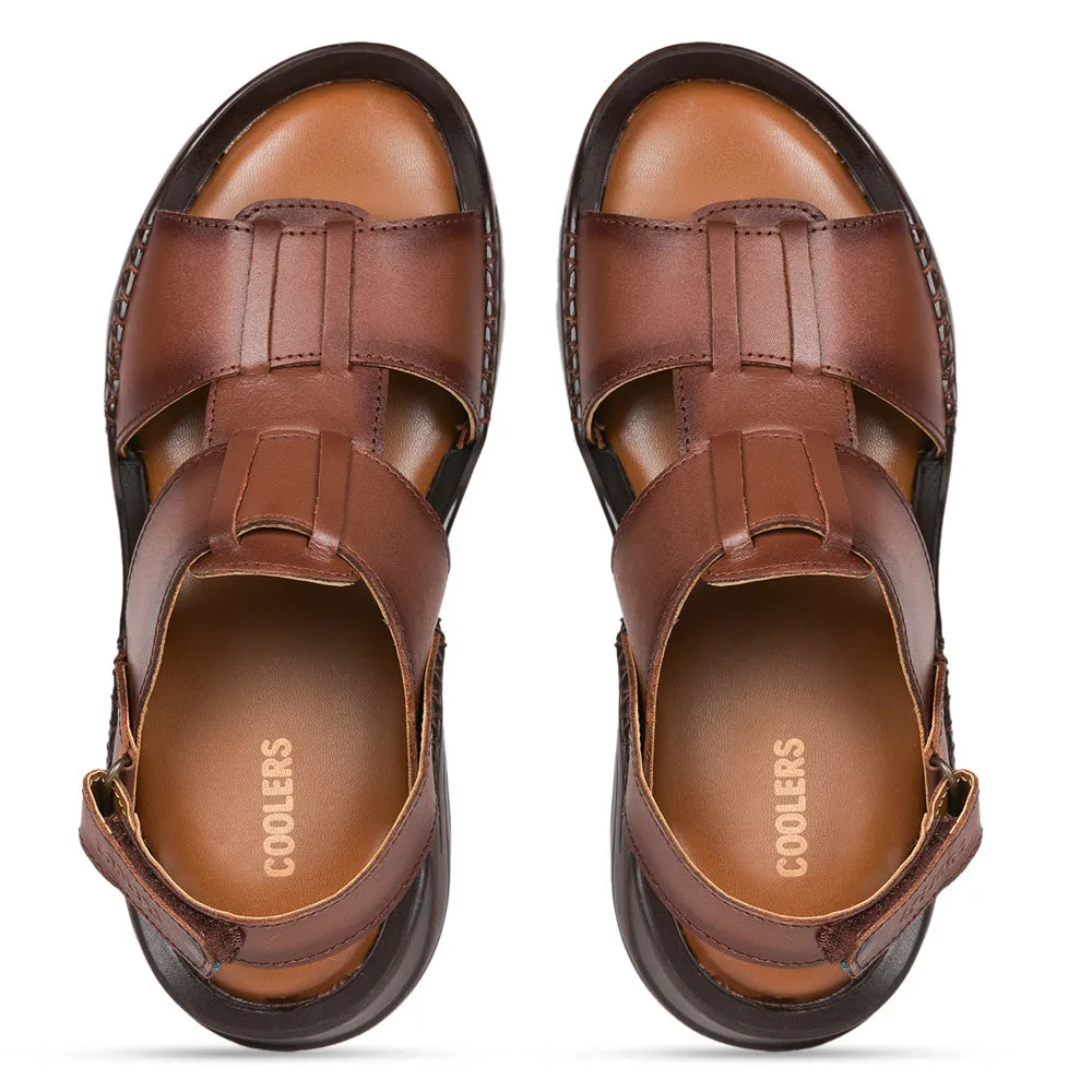 Coolers By Liberty LB133-01 Formal Tan Sandals For Men T Bar Sandals